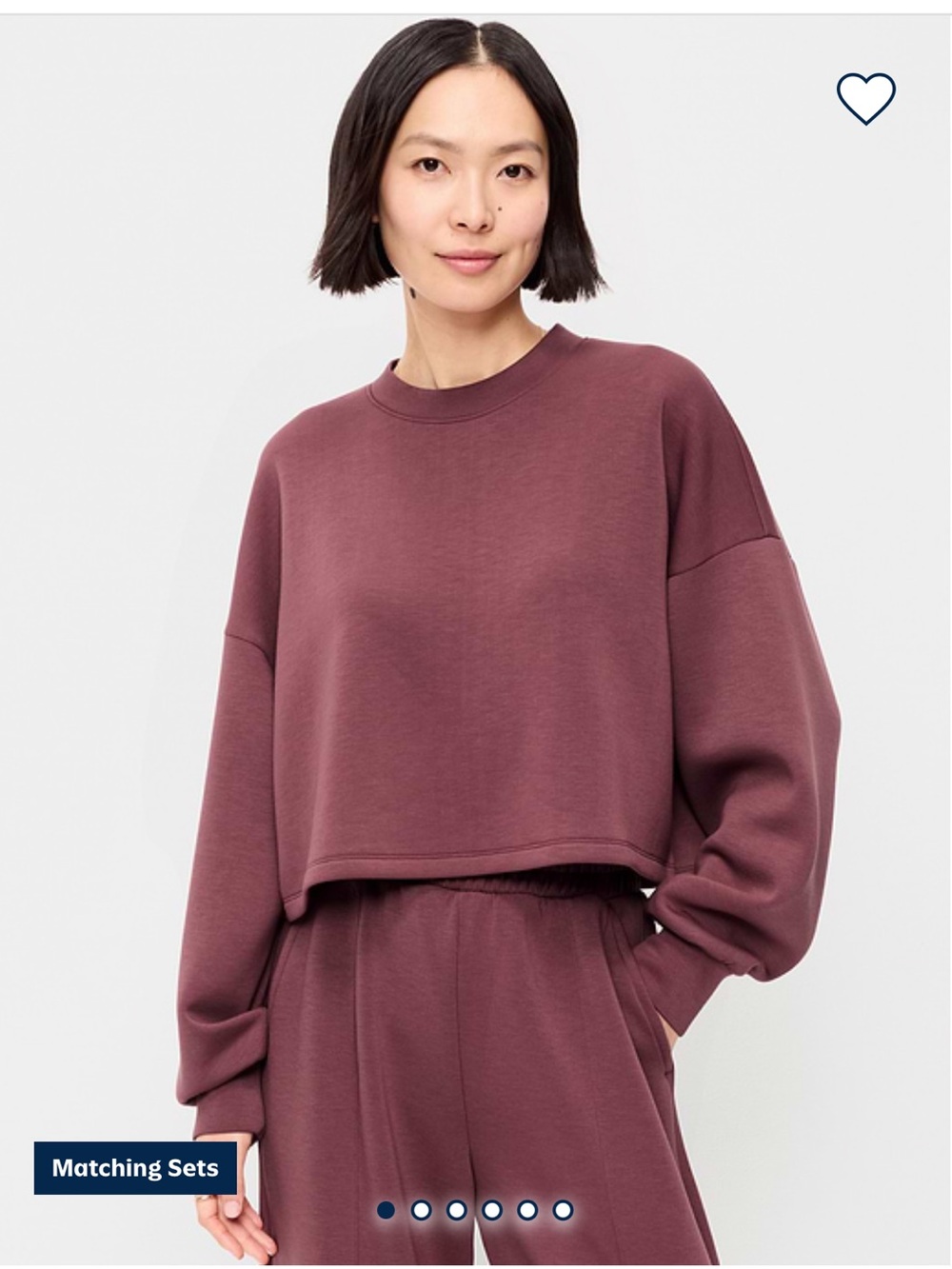 NWT Old Navy Bounce Fleece Cropped Crewneck Sweatshirt Rosette Mauve Size Large